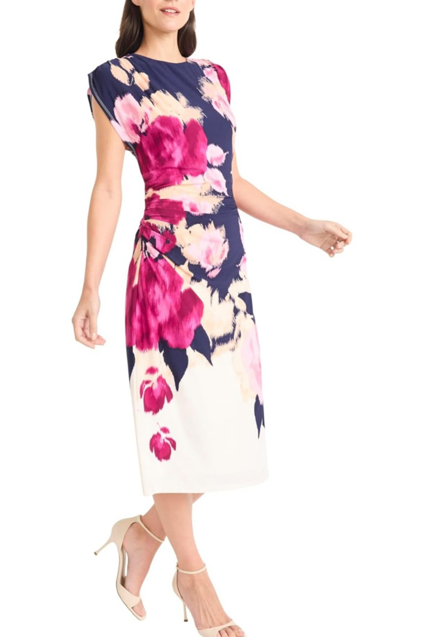 Maggy London Floral Print Cap Sleeve Sheath Dress