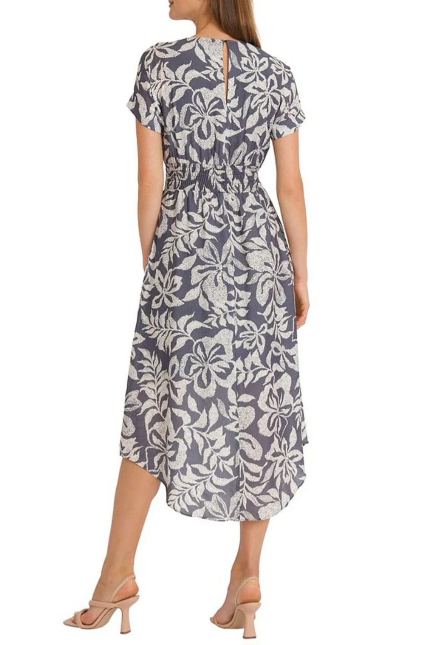 Maggy London Print Cap Sleeve Midi Dress