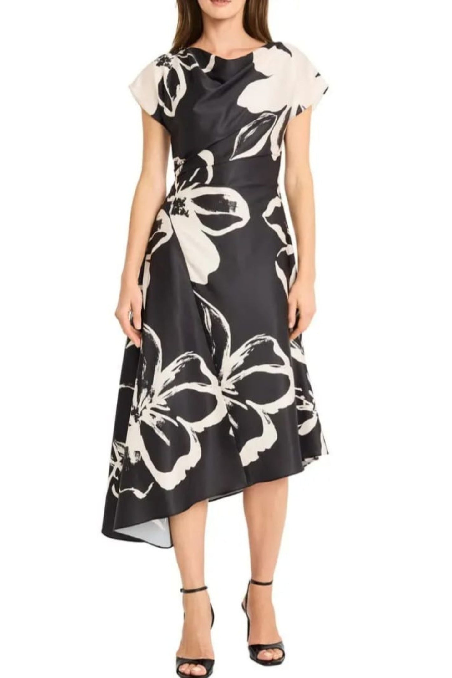 Maggy London Floral Print Uneven Hem Midi Dress