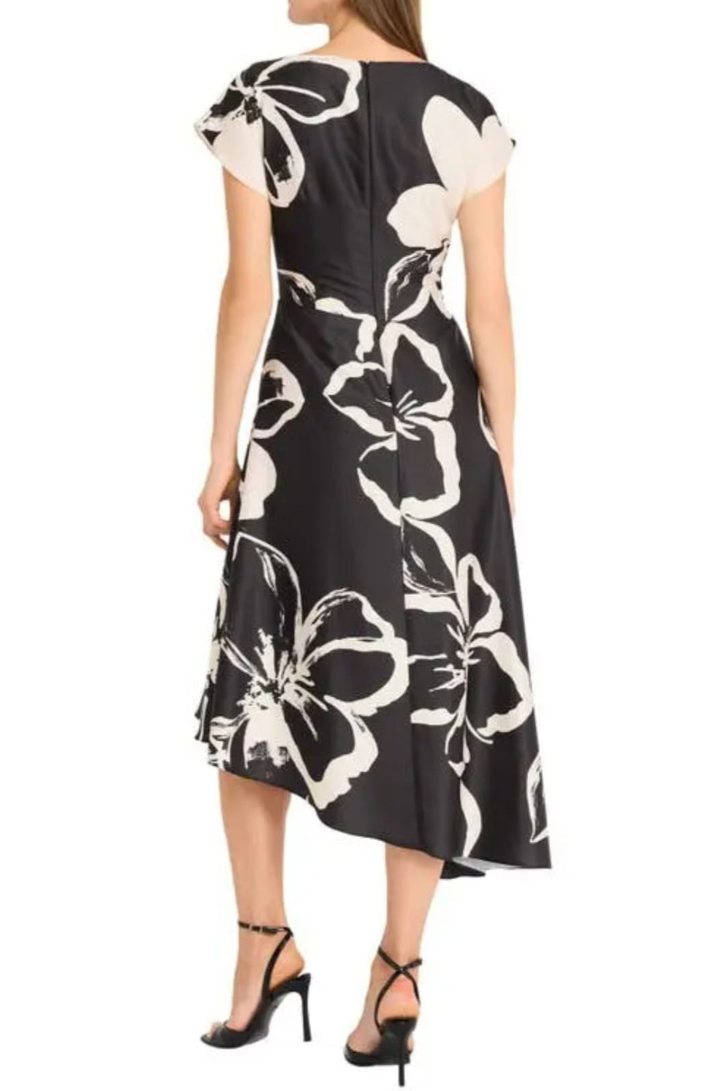 Maggy London Floral Print Uneven Hem Midi Dress