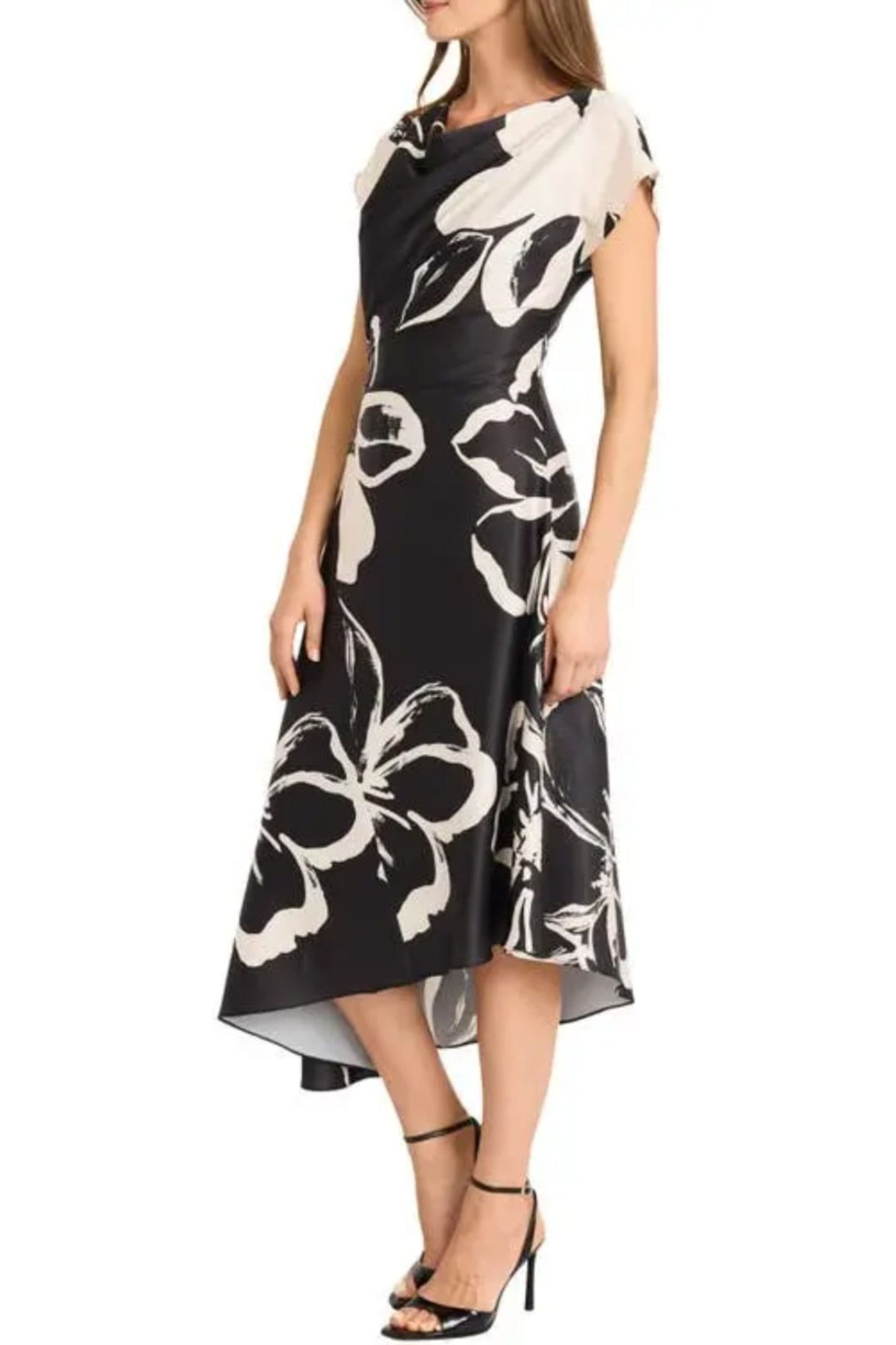Maggy London Floral Print Uneven Hem Midi Dress