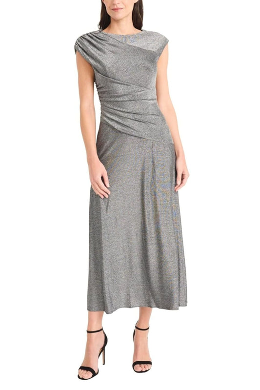 Maggy London Shimmer Cap Sleeve Midi Dress