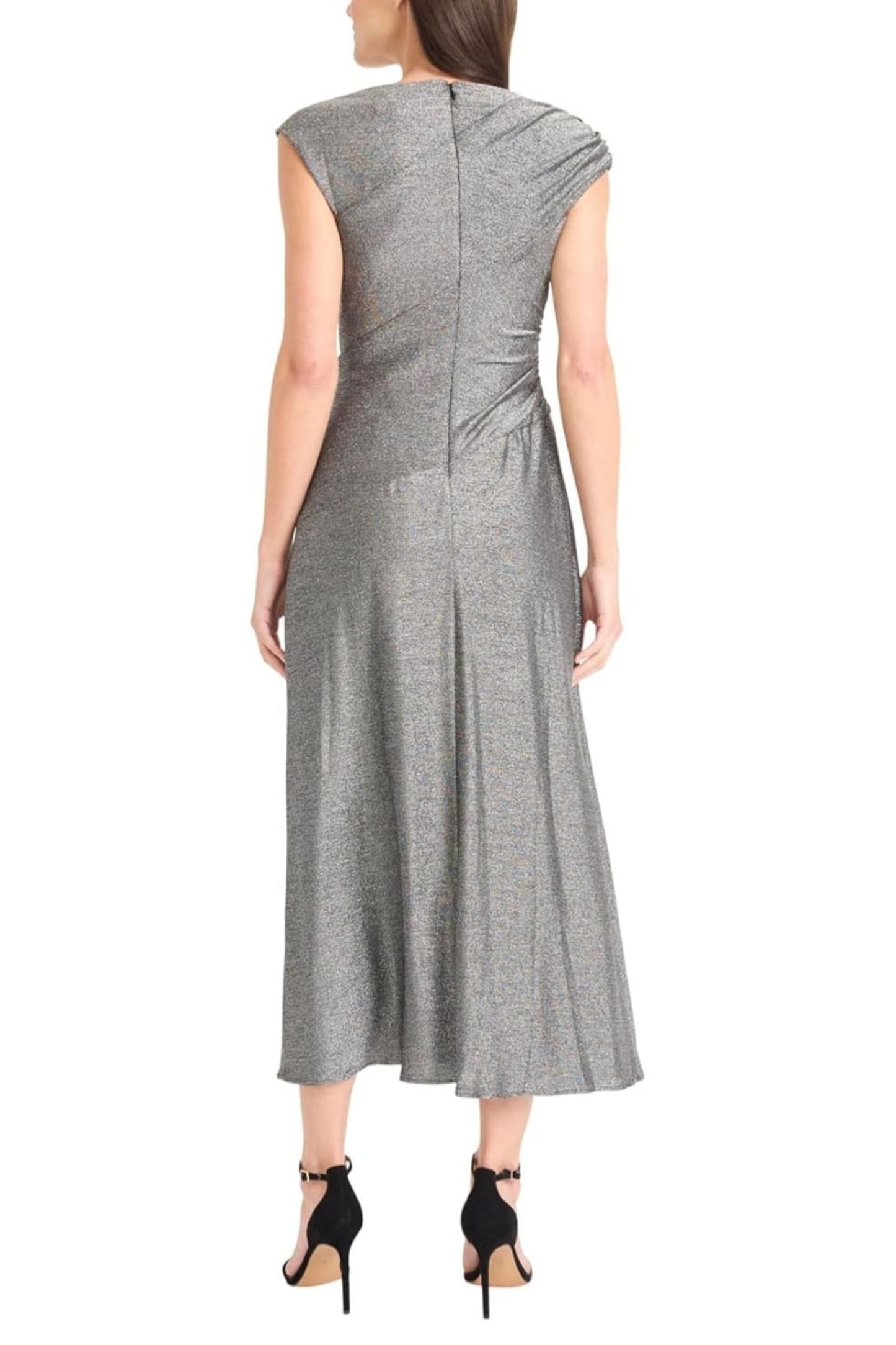 Maggy London Shimmer Cap Sleeve Midi Dress