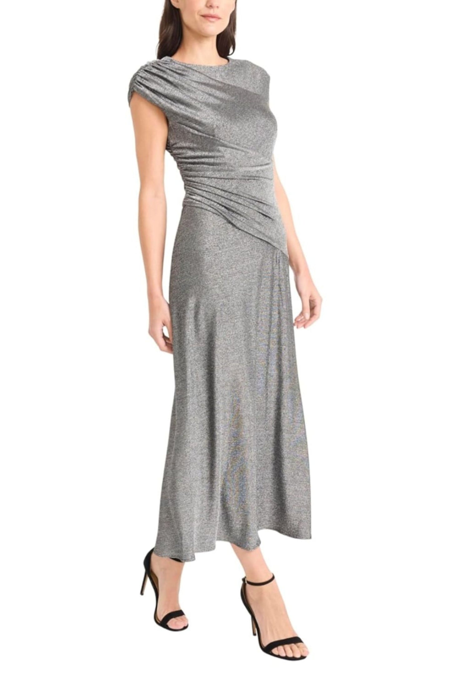 Maggy London Shimmer Cap Sleeve Midi Dress