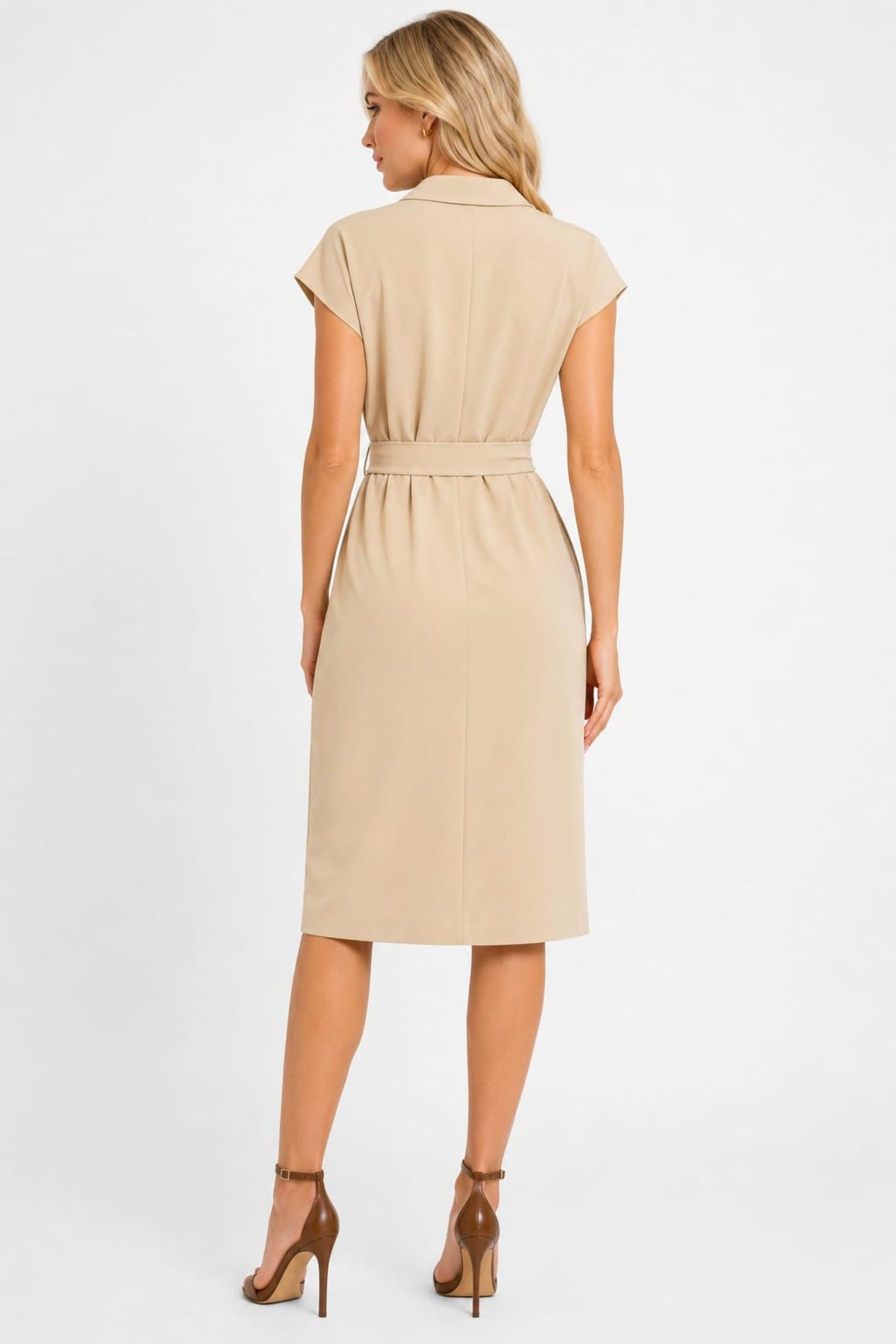 Maggy London Collared Split Neck Midi Dress