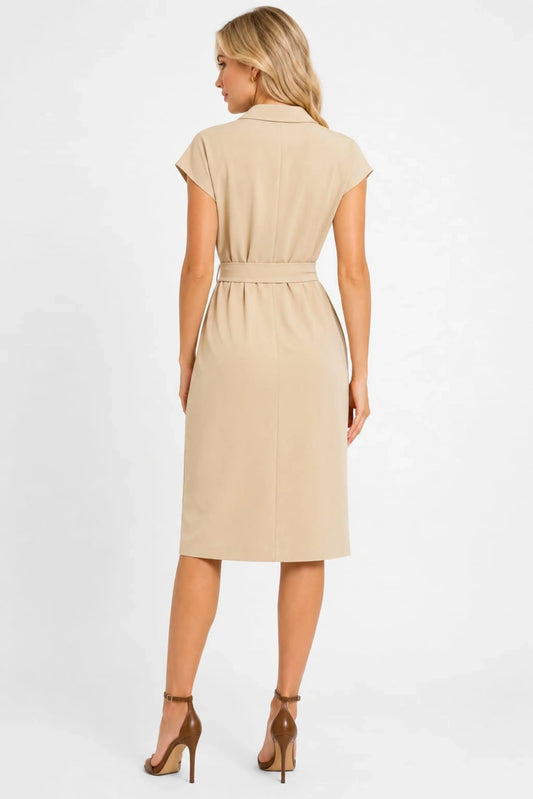 Maggy London Collared Split Neck Midi Dress