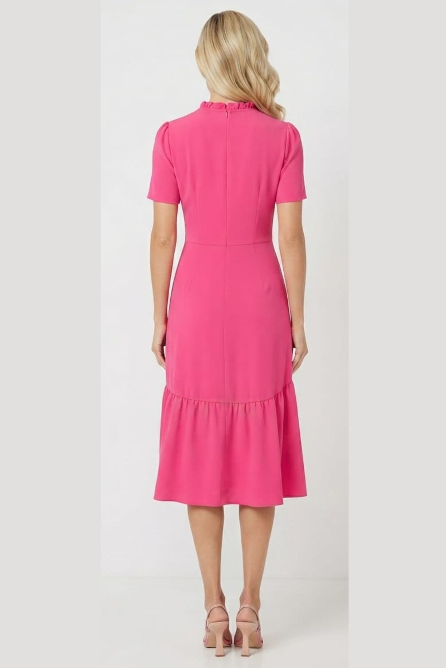 Maggy London Ruffle Mock Neck Midi Dress