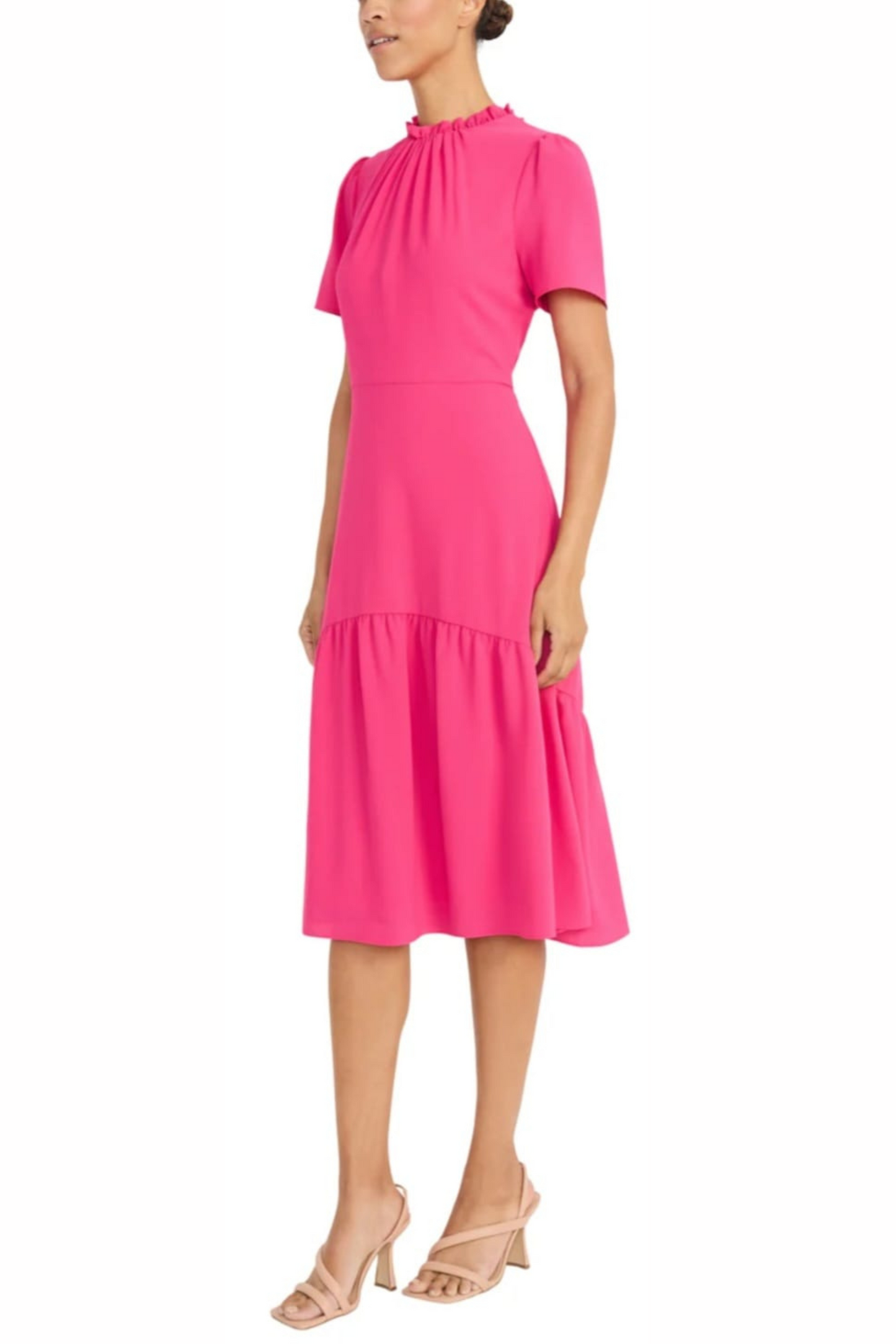 Maggy London Ruffle Mock Neck Midi Dress