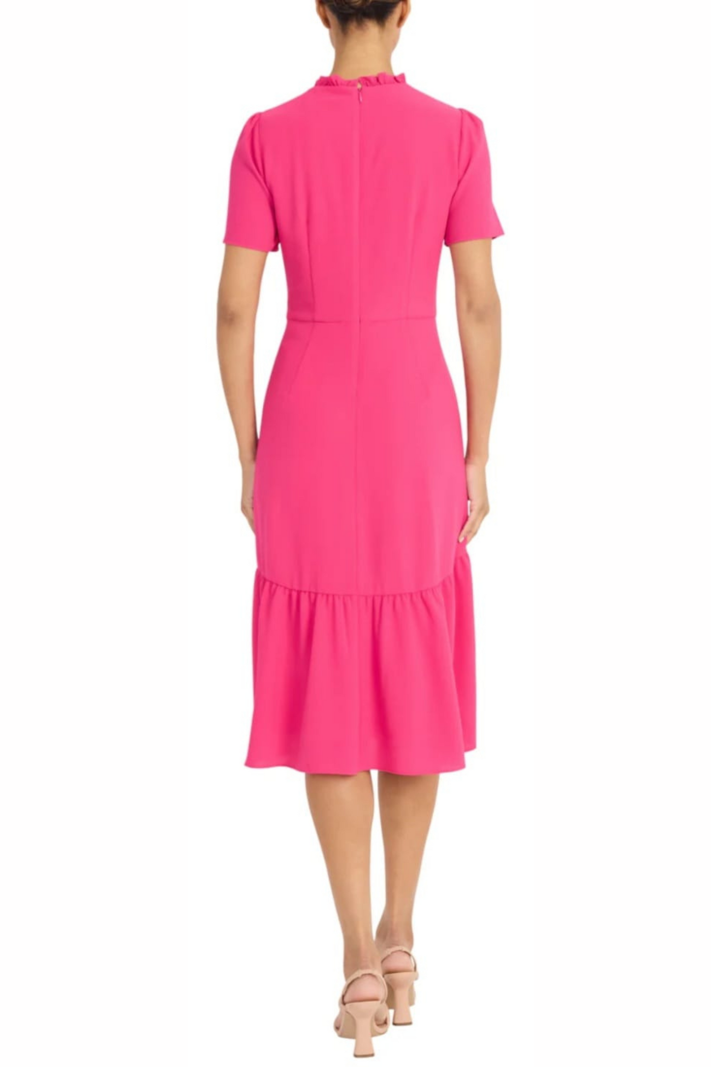 Maggy London Ruffle Mock Neck Midi Dress