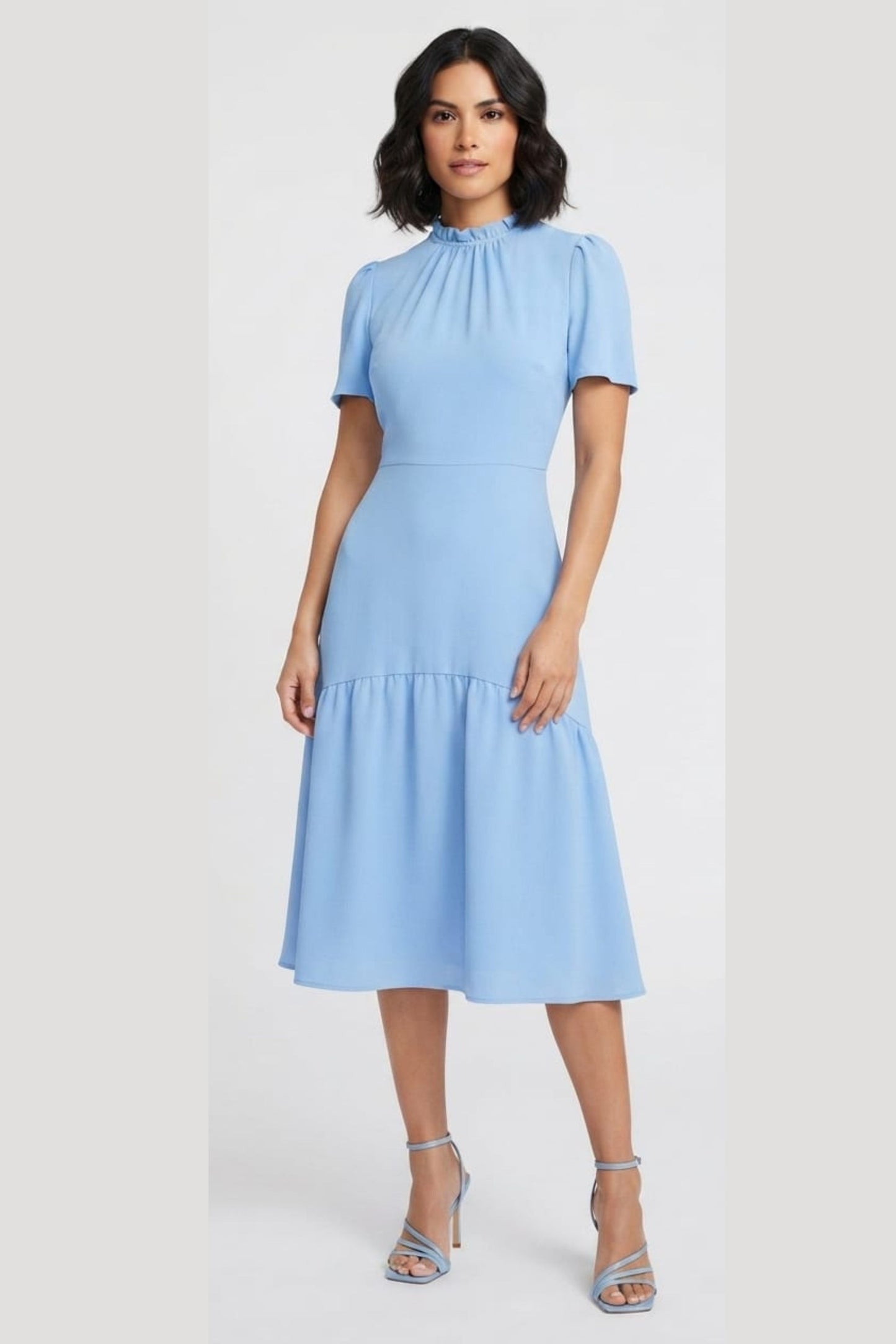 Maggy London Ruffle Mock Neck Midi Dress