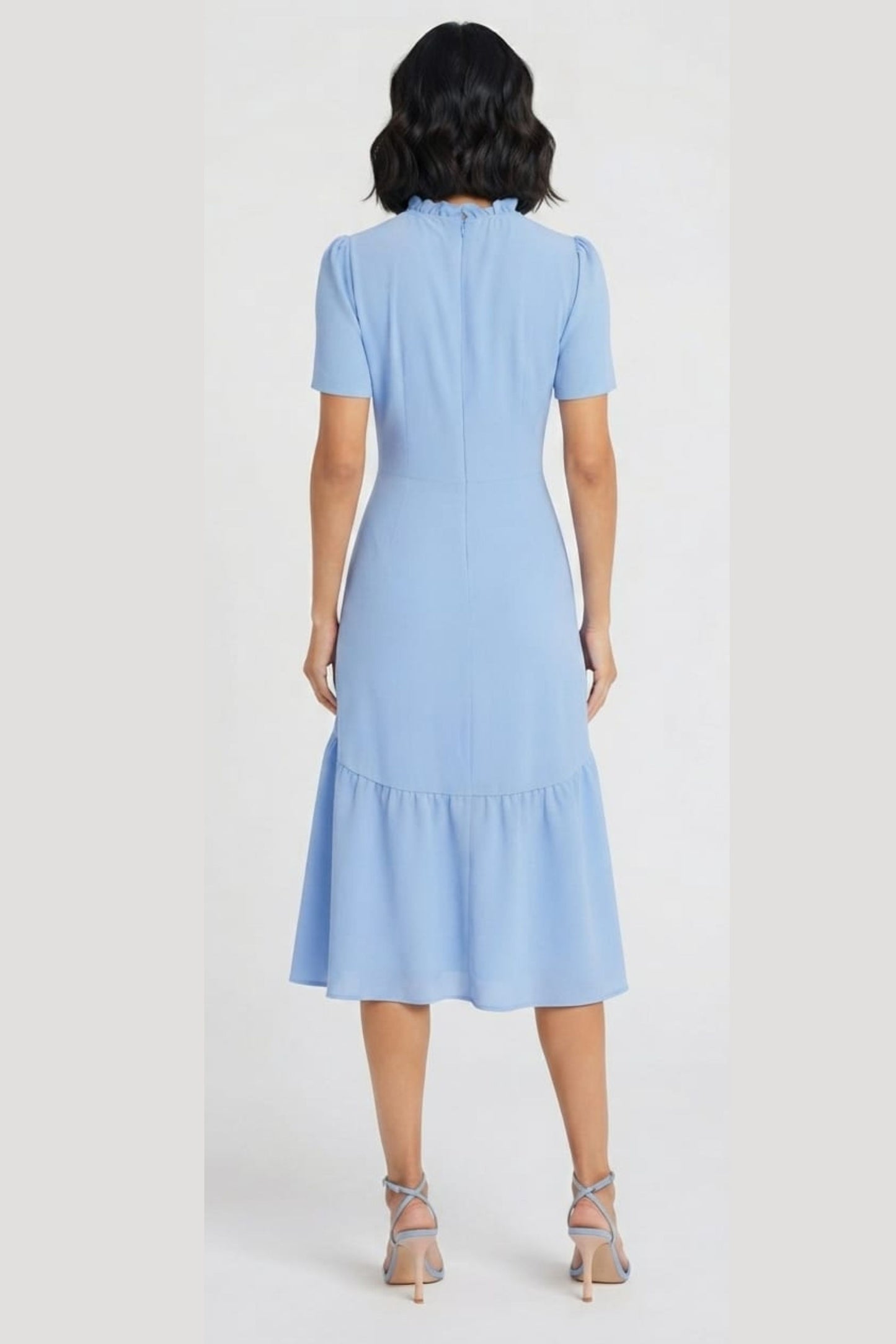 Maggy London Ruffle Mock Neck Midi Dress