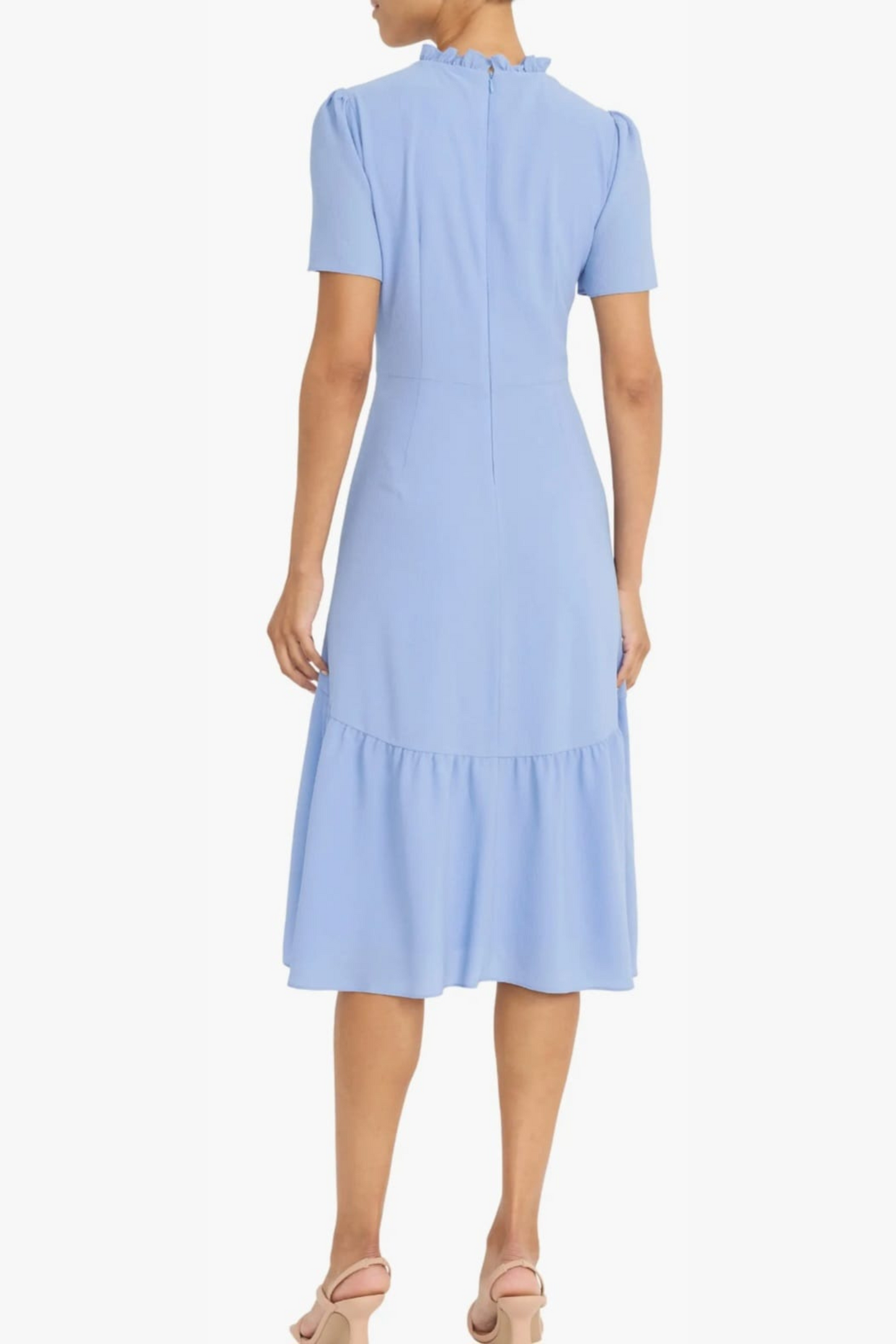 Maggy London Ruffle Mock Neck Midi Dress