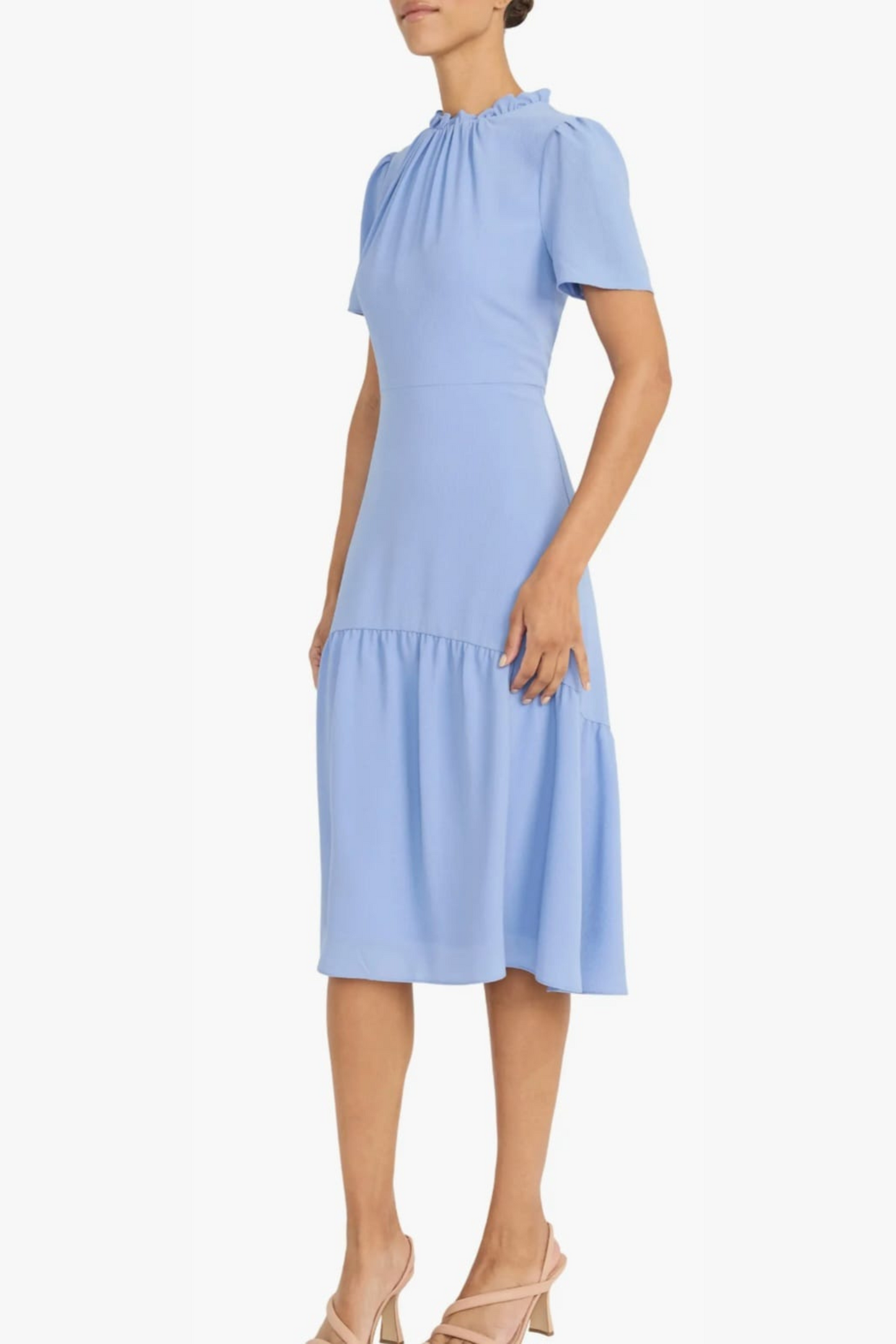 Maggy London Ruffle Mock Neck Midi Dress