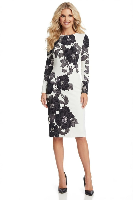 Maggy London Floral Print Long Sleeve Sheath Dress