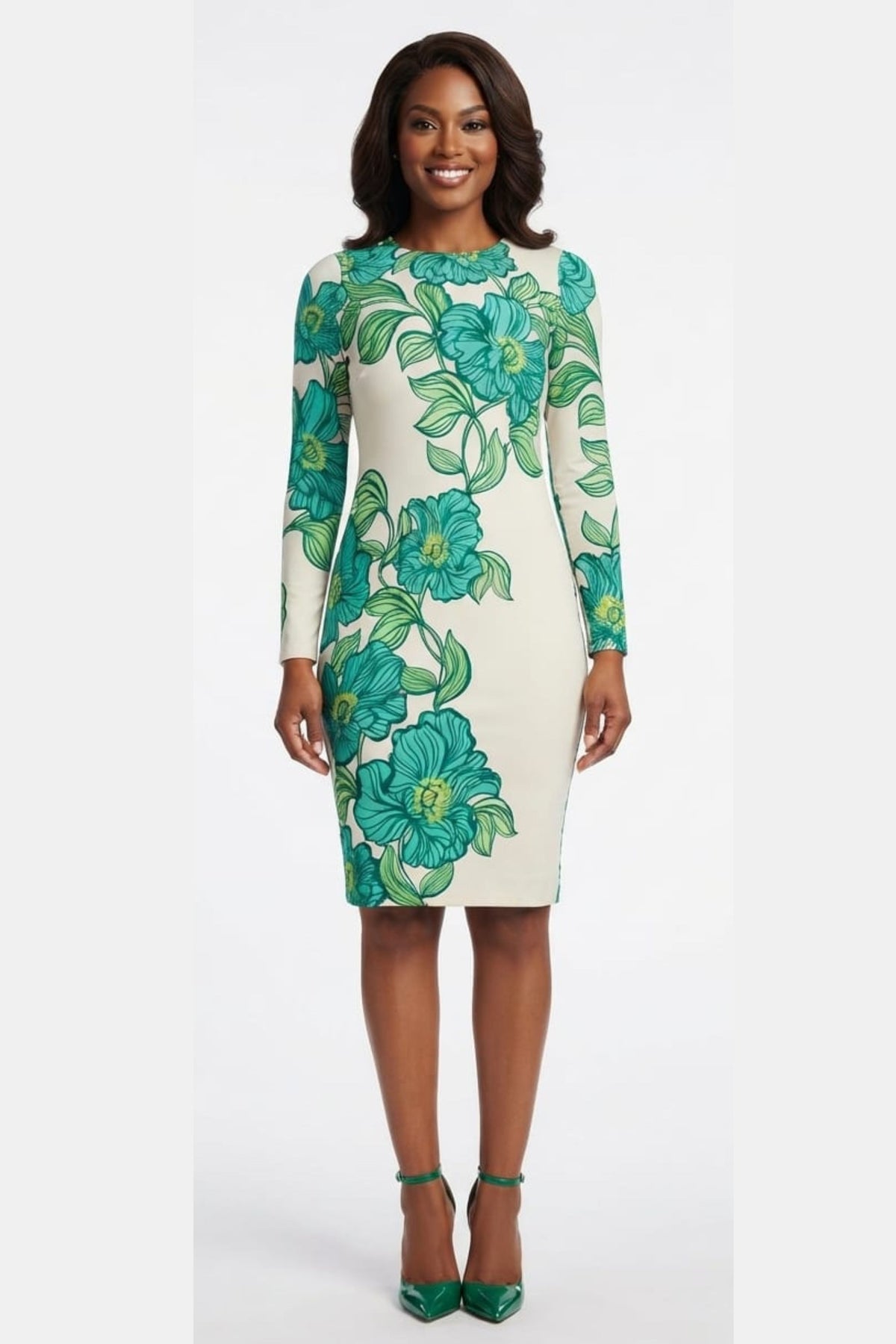Maggy London Floral Print Long Sleeve Sheath Dress