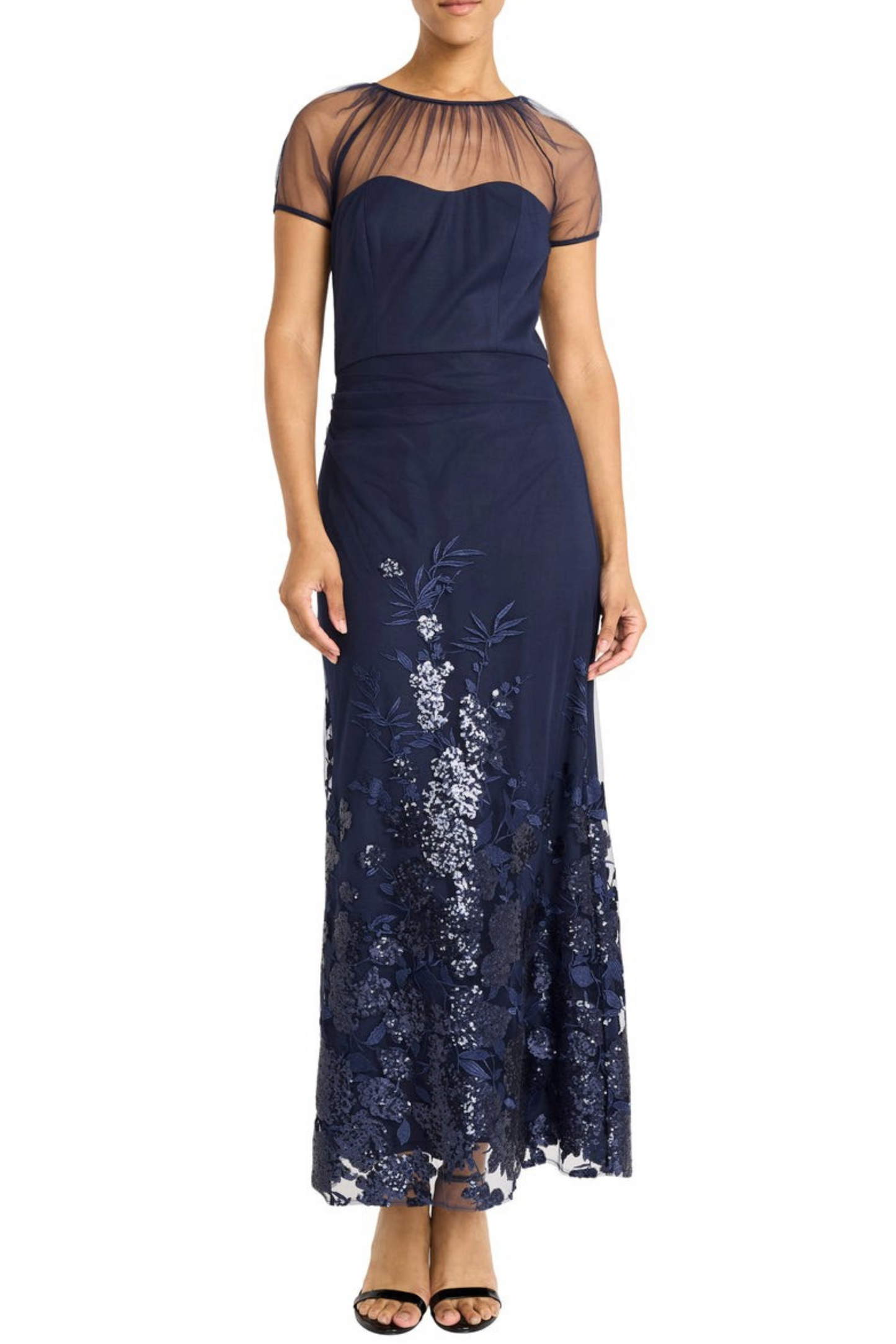 Maggy London Beaded Tulle Evening Gown