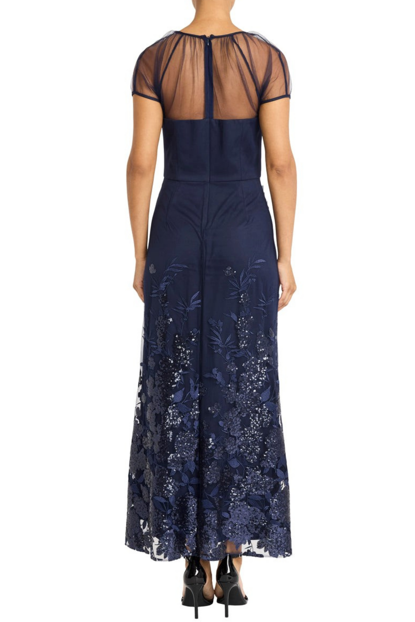 Maggy London Beaded Tulle Evening Gown