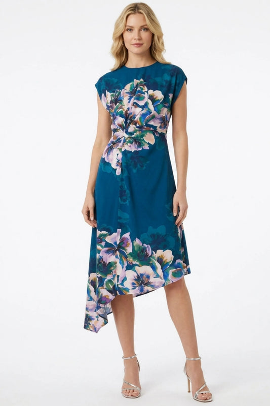 Maggy London Floral Asymmetrical Hem Day Dress