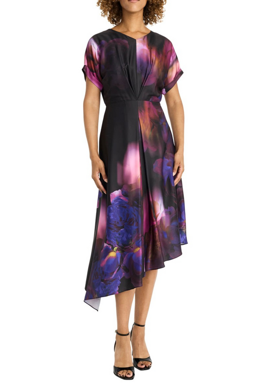 Maggy London Floral Water Color Midi Dress
