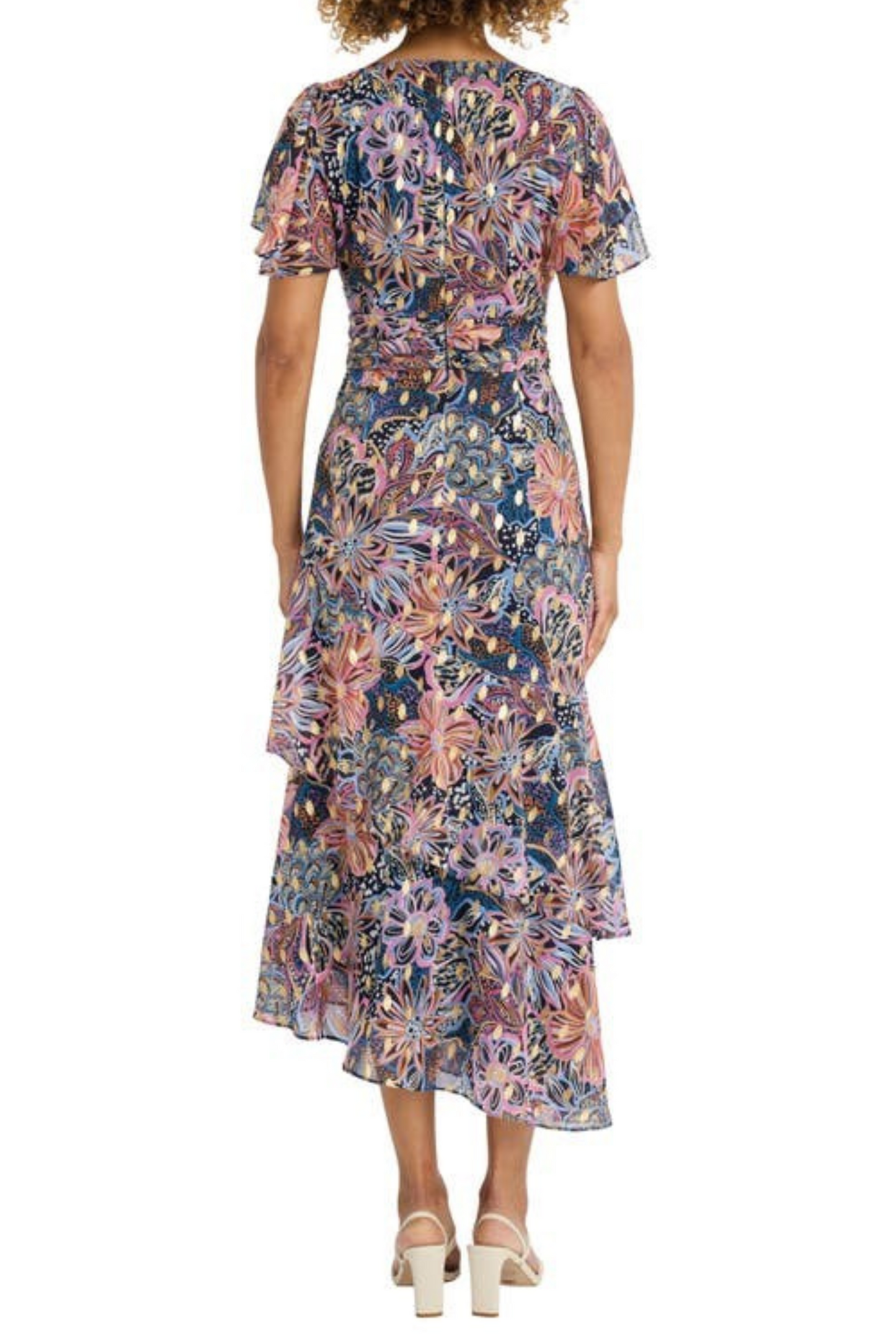 Maggy London Multi Print Tiered Maxi Dress