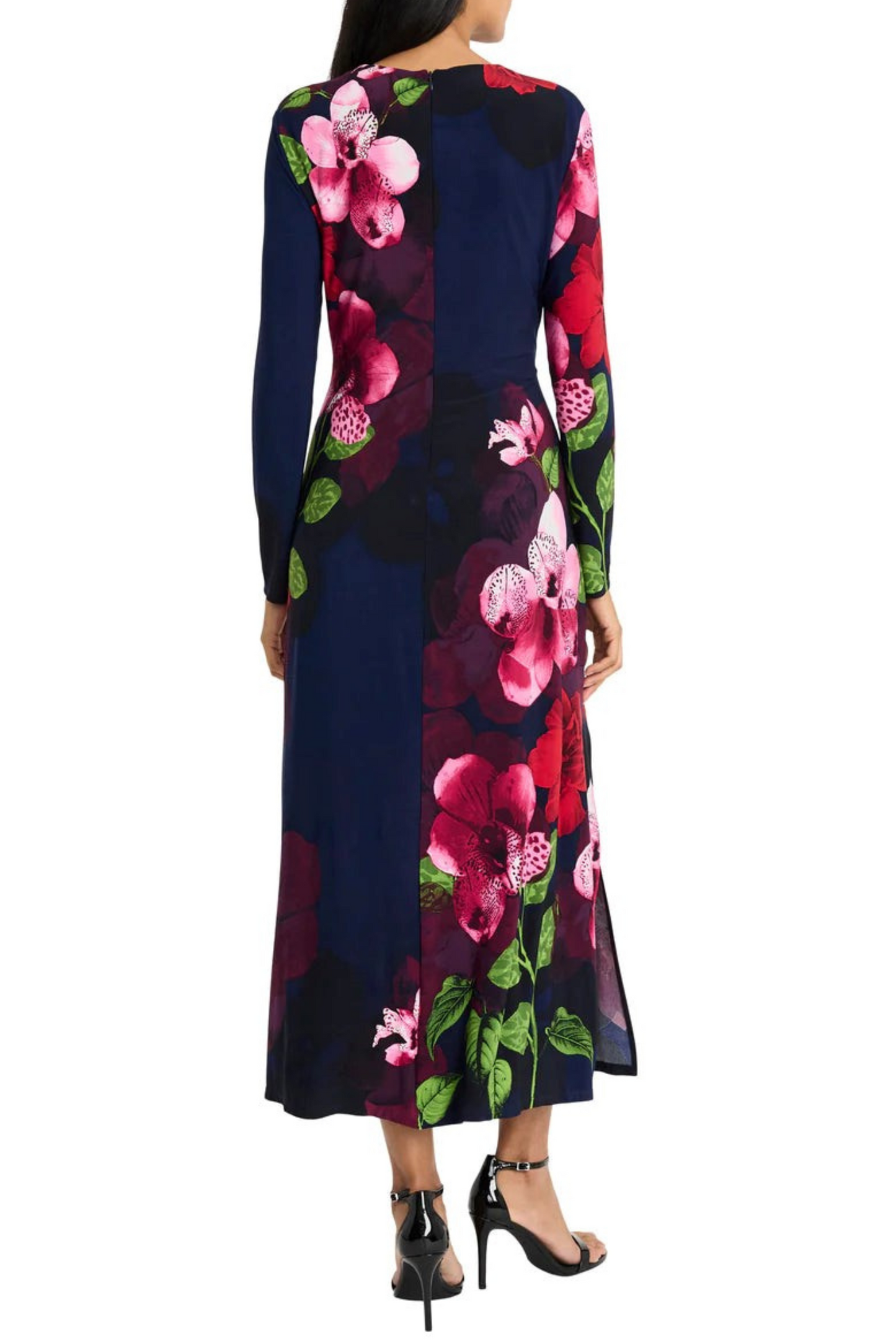 Maggy London Floral Print Long Sleeve Maxi Dress