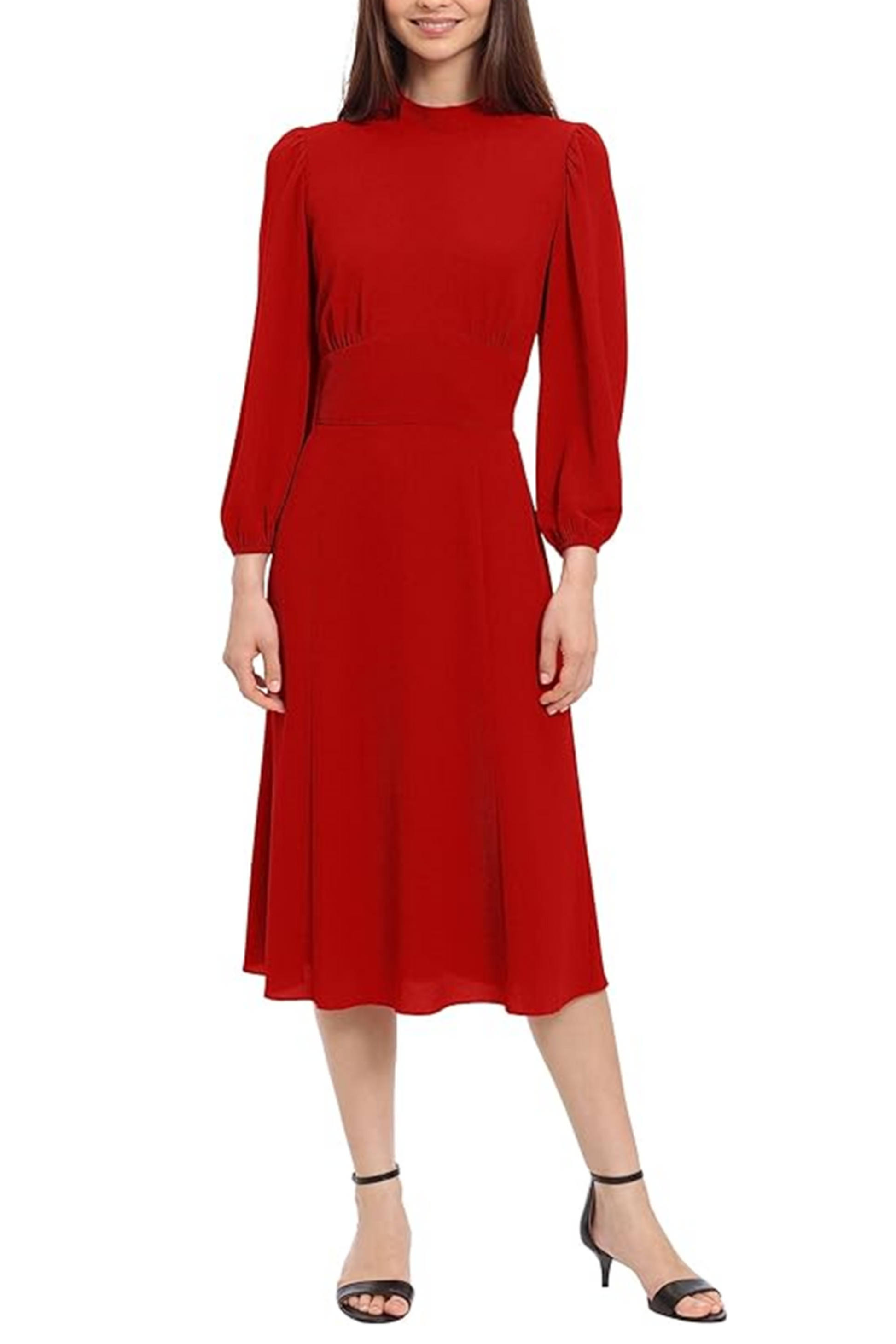 Maggy London Long Sleeve Mock Neck Midi Dress – New Yorker's