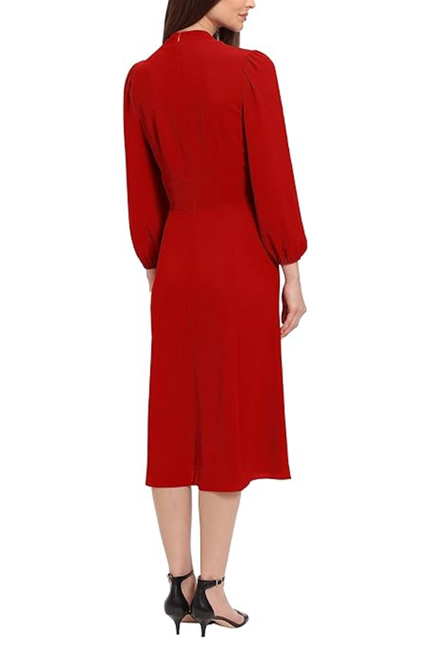 Maggy London Long Sleeve Mock Neck Midi Dress