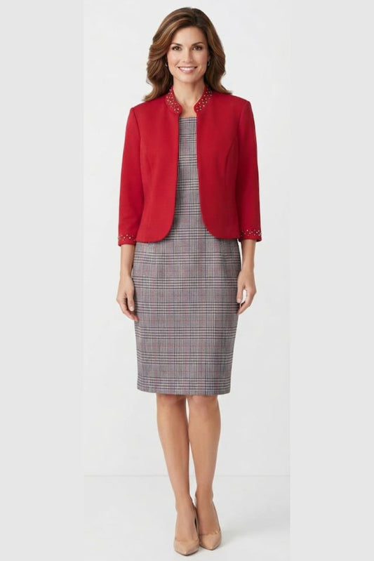 Maya Brooke Black Crimson Jacket Dress