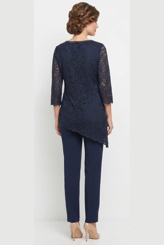 Maya Brooke Lace Asymmetrical Tunic Pant Set
