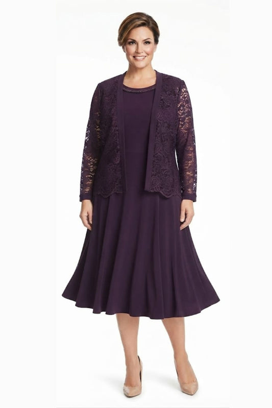 Maya Brooke Women’s Plus Size 2-Piece Lace Jacket Dress