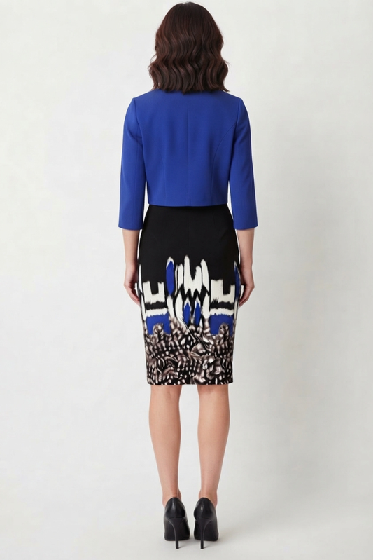 Maya Brooke Abstract Print Cropped Jacket Dress