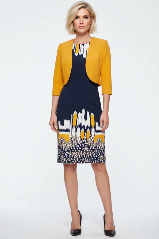 Maya Brooke Abstract Print Cropped Jacket Dress