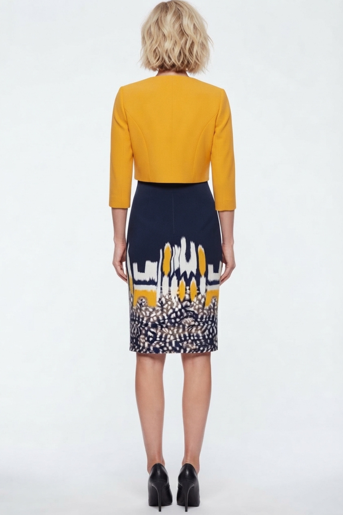 Maya Brooke Abstract Print Cropped Jacket Dress
