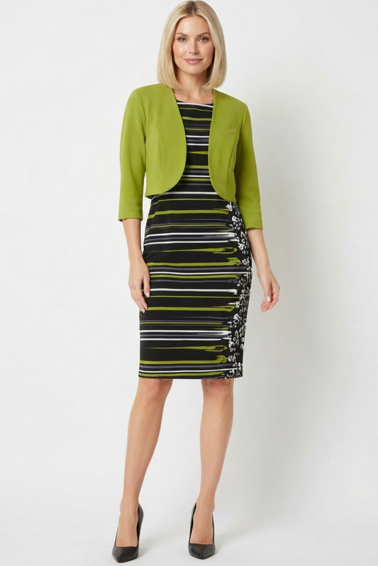 Maya Brooke 2-Piece Abstract Striped Jacket Dress