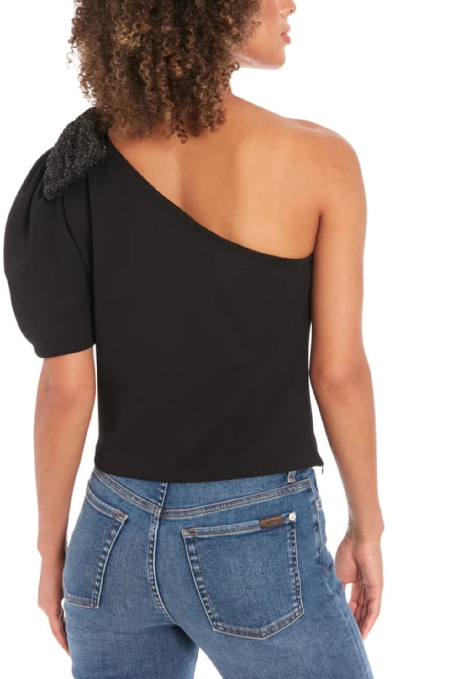Muse One Shoulder Sequin Bow Top