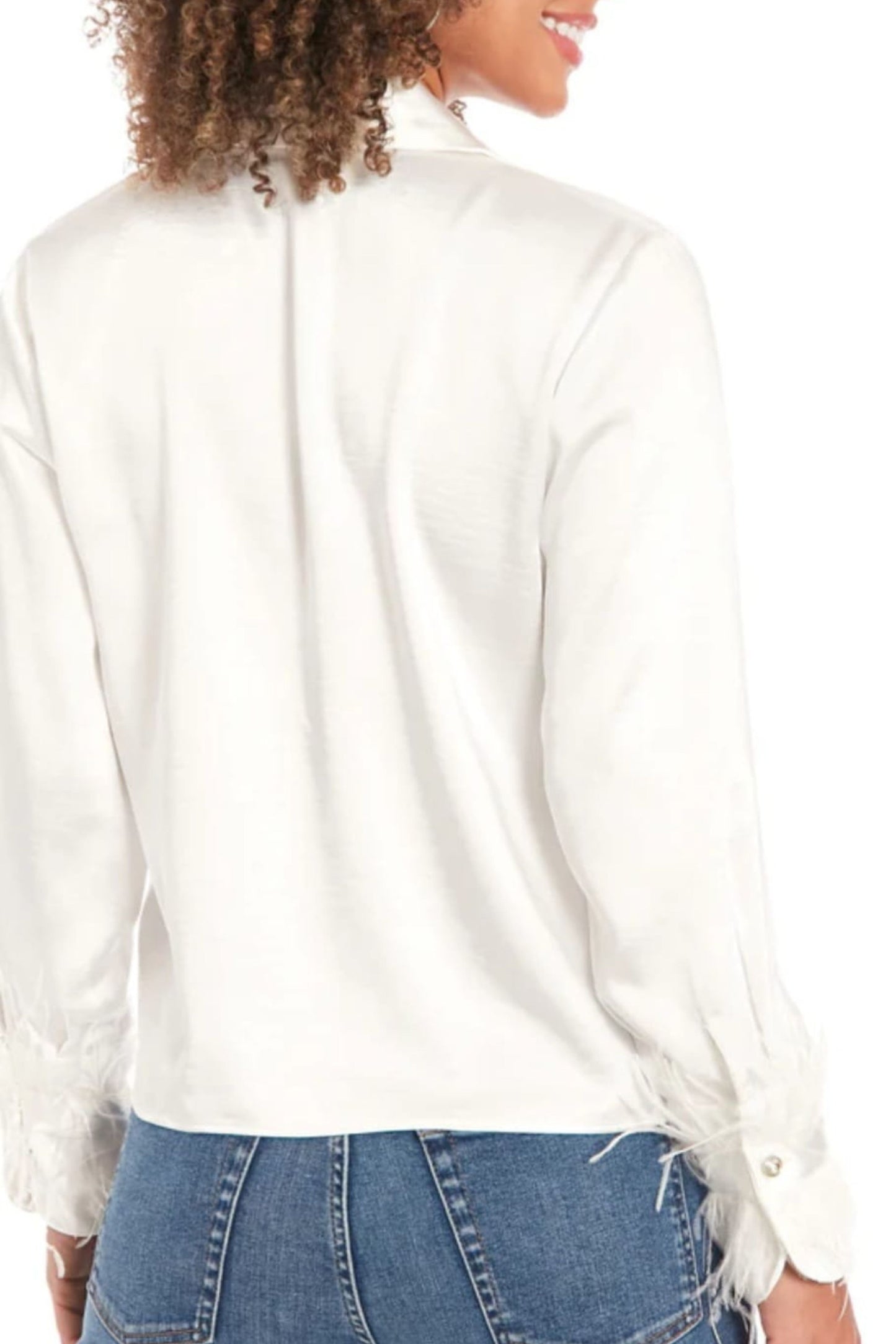 Muse Feathered Button Down Collared Blouse