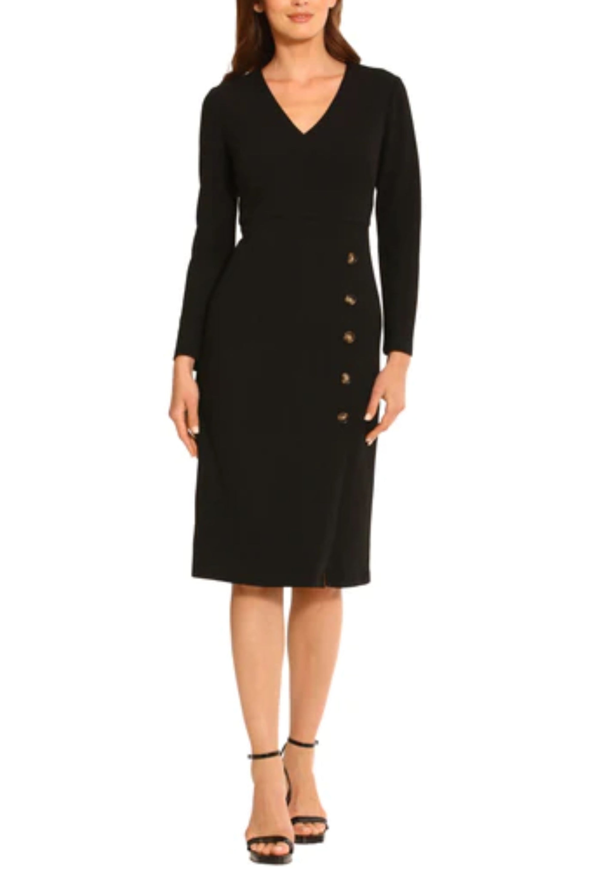 maggy london black dress Hope Beaded Neck Short Sleeve Midi A-Line Maggy London Black Dress 100%