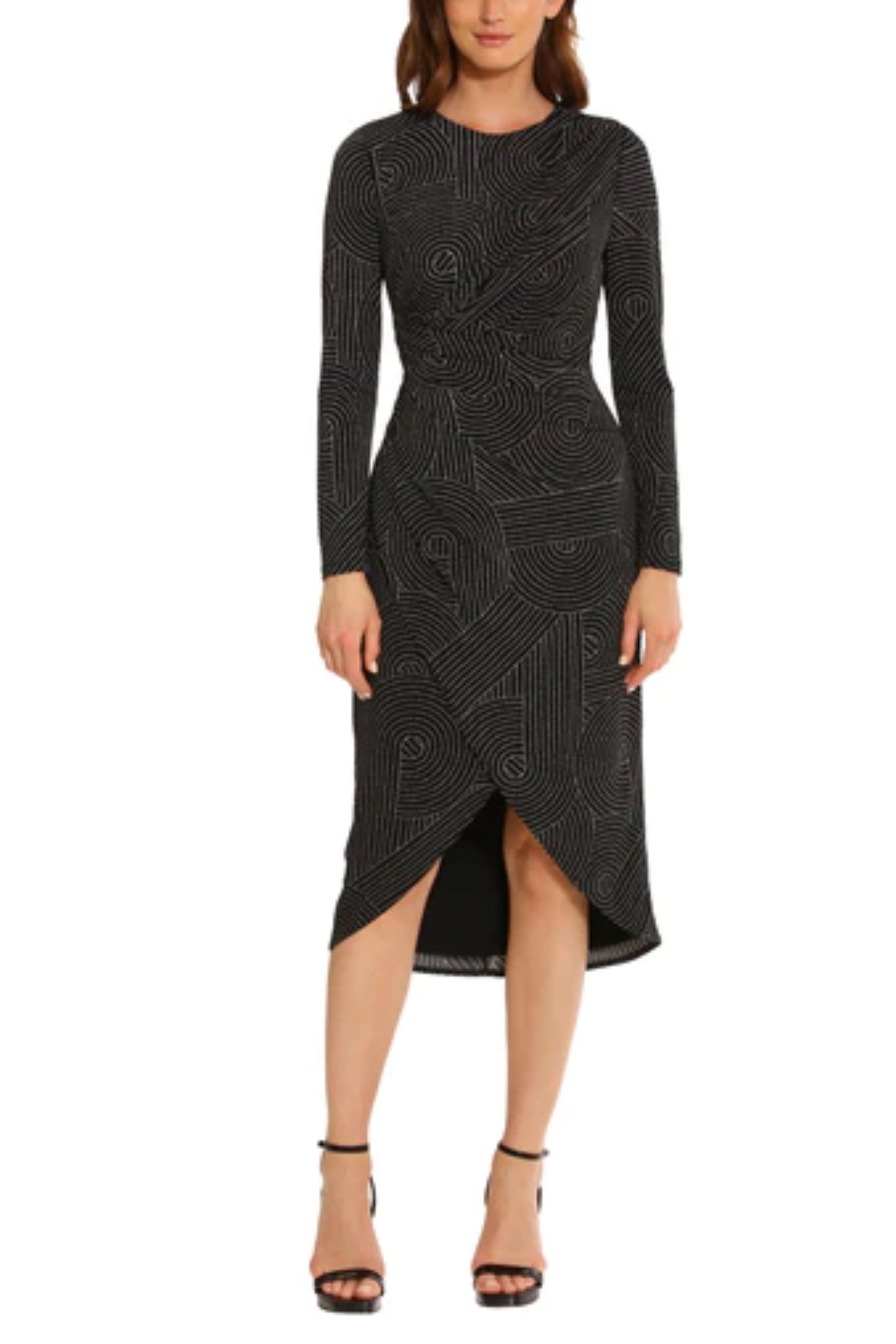 Maggy London Long Sleeve Draped Detail Dress New Yorker's Apparel Maggy London Long Sleeve Draped Detail Dress New Yorker's Apparel