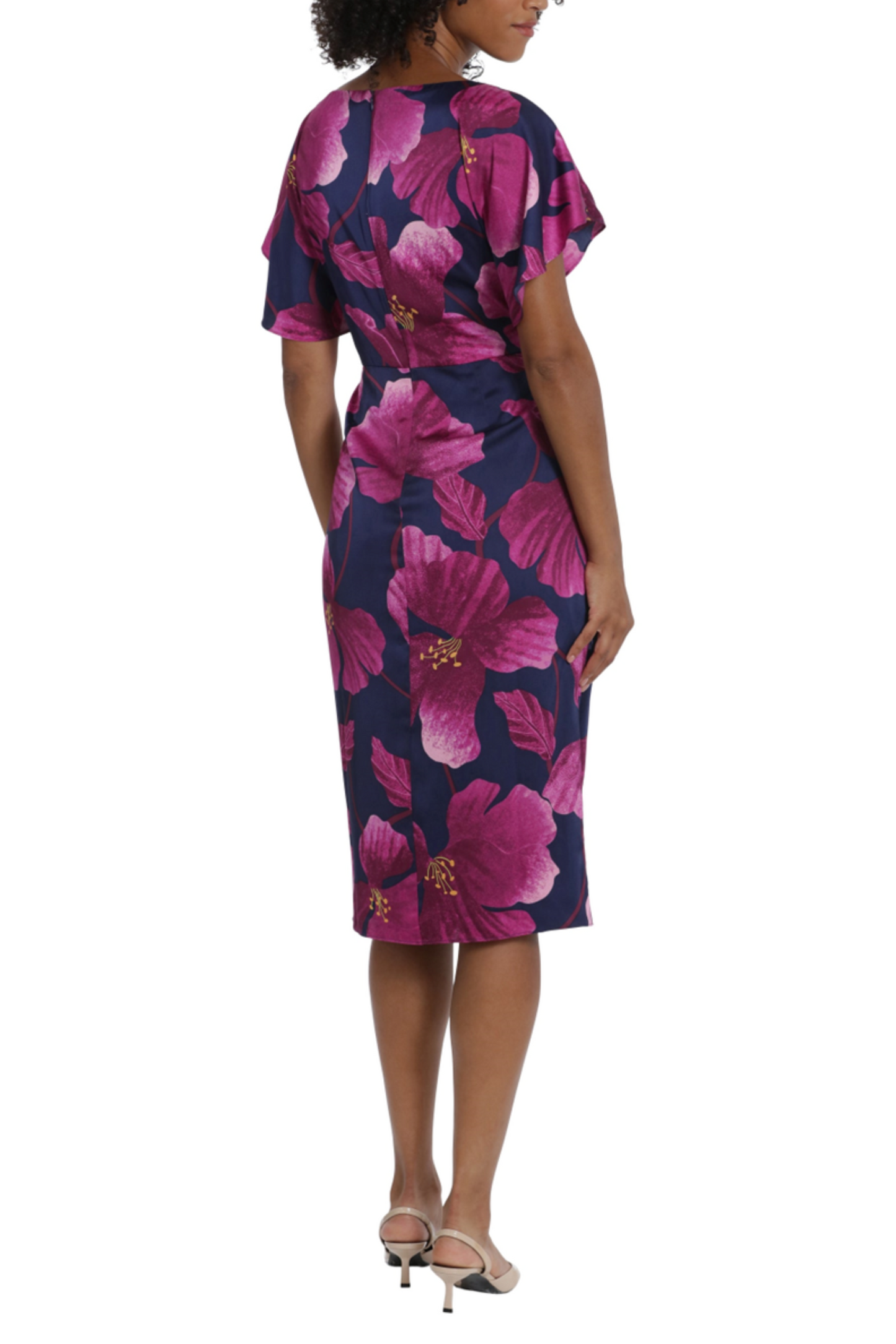 Maggy London Pleated-Waist Floral Midi Dress