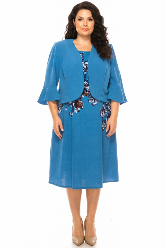 Maya Brooke Floral 2 Piece Jacket Dress (PLUS SIZE)
