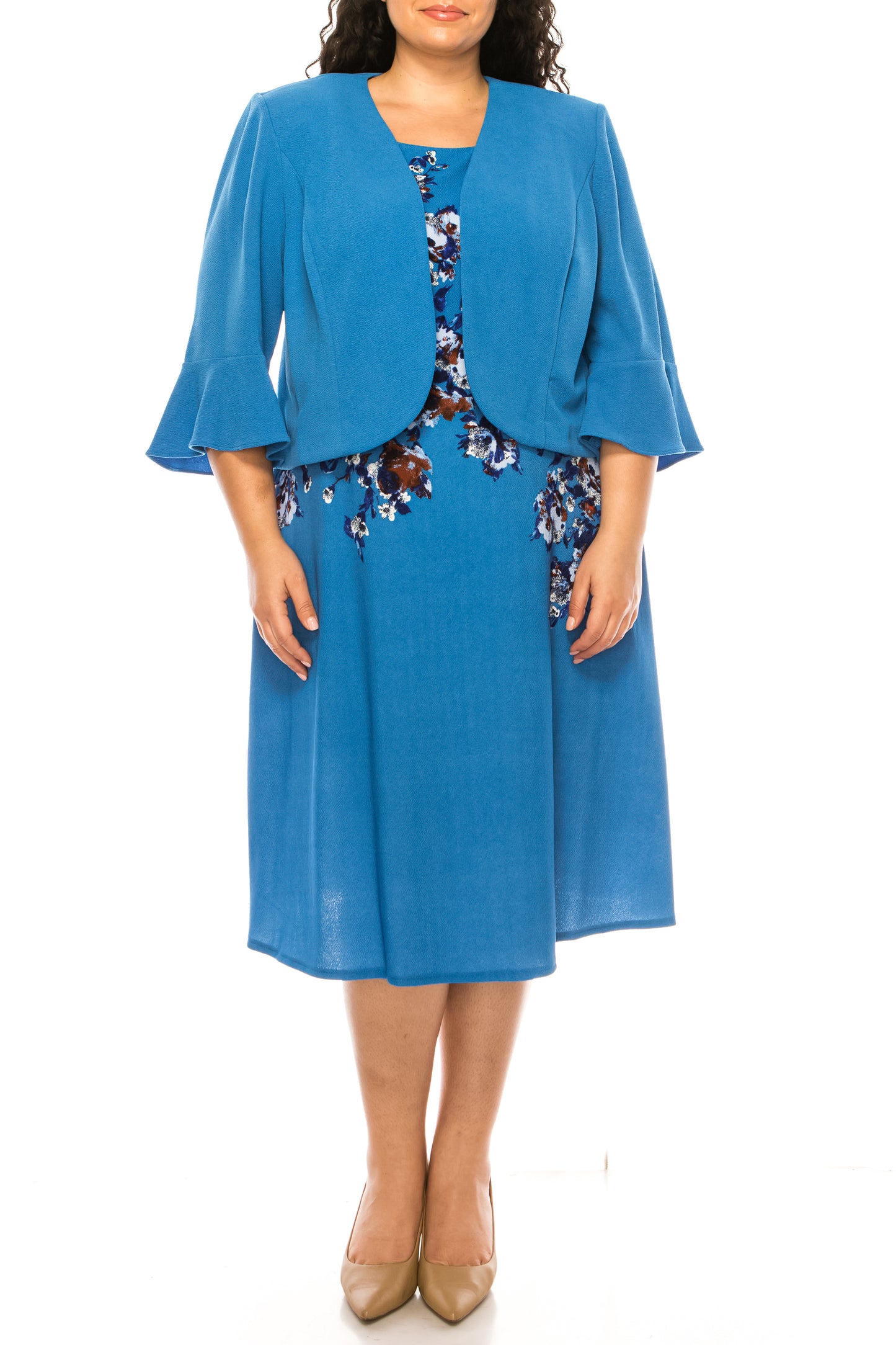 Maya Brooke Floral 2 Piece Jacket Dress (PLUS SIZE)