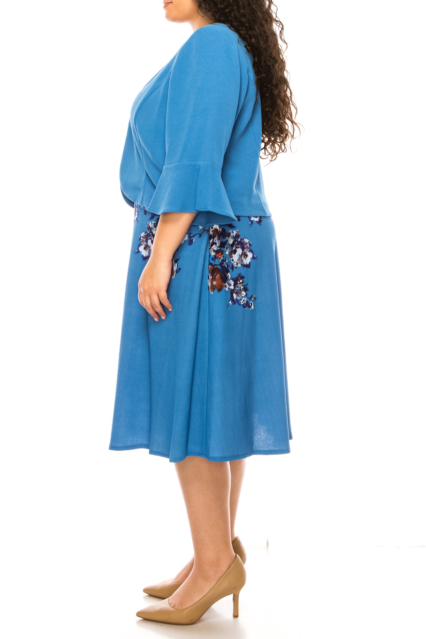Maya Brooke Floral 2 Piece Jacket Dress (PLUS SIZE)