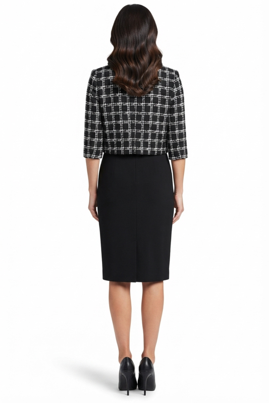 Maya Brooke Checkered Print Two-Piece Jacket Dress