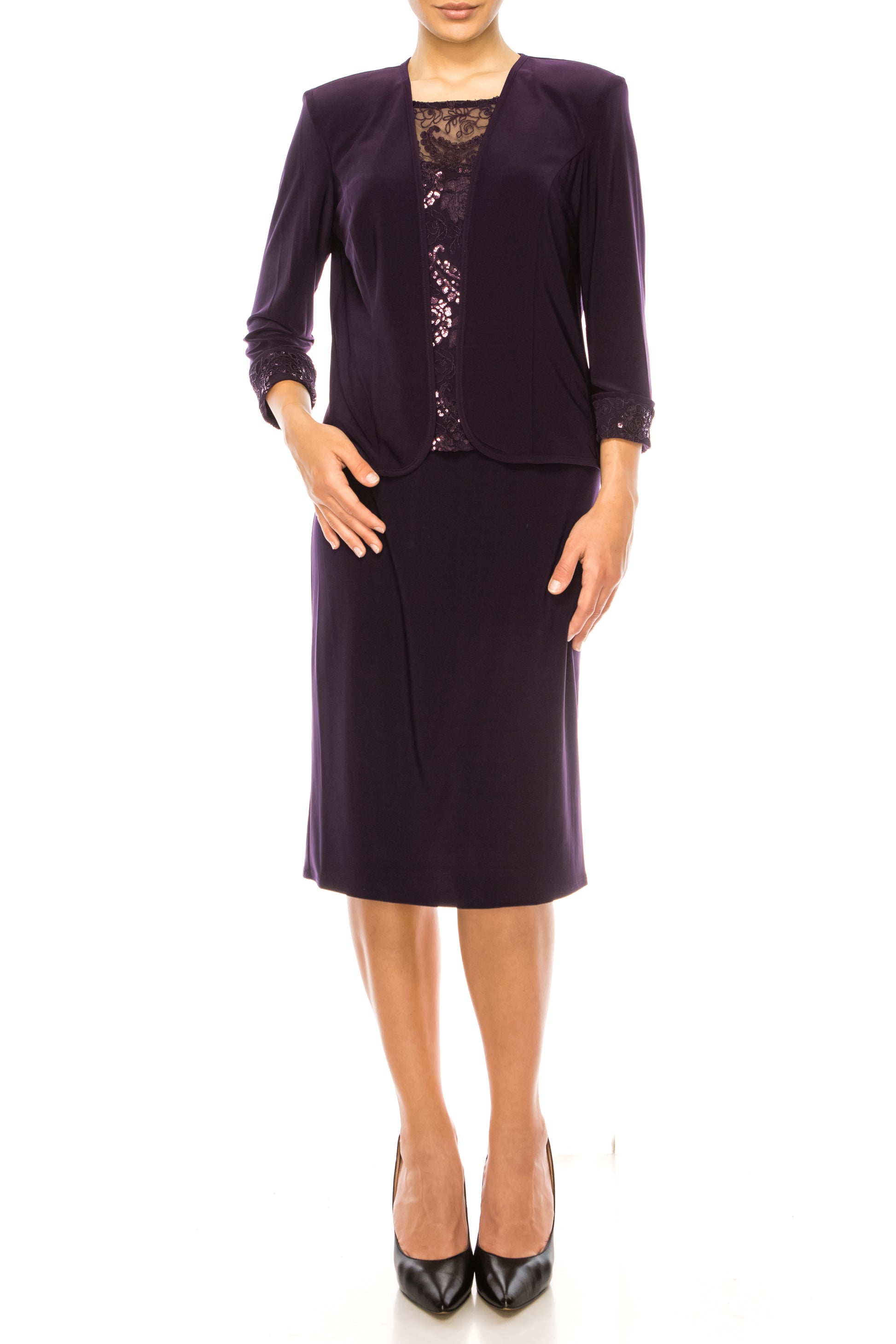 Maya Brooke Floral Embroidered Sequin Jacket Dress Maya Brooke Floral Embroidered Sequin Jacket Dress