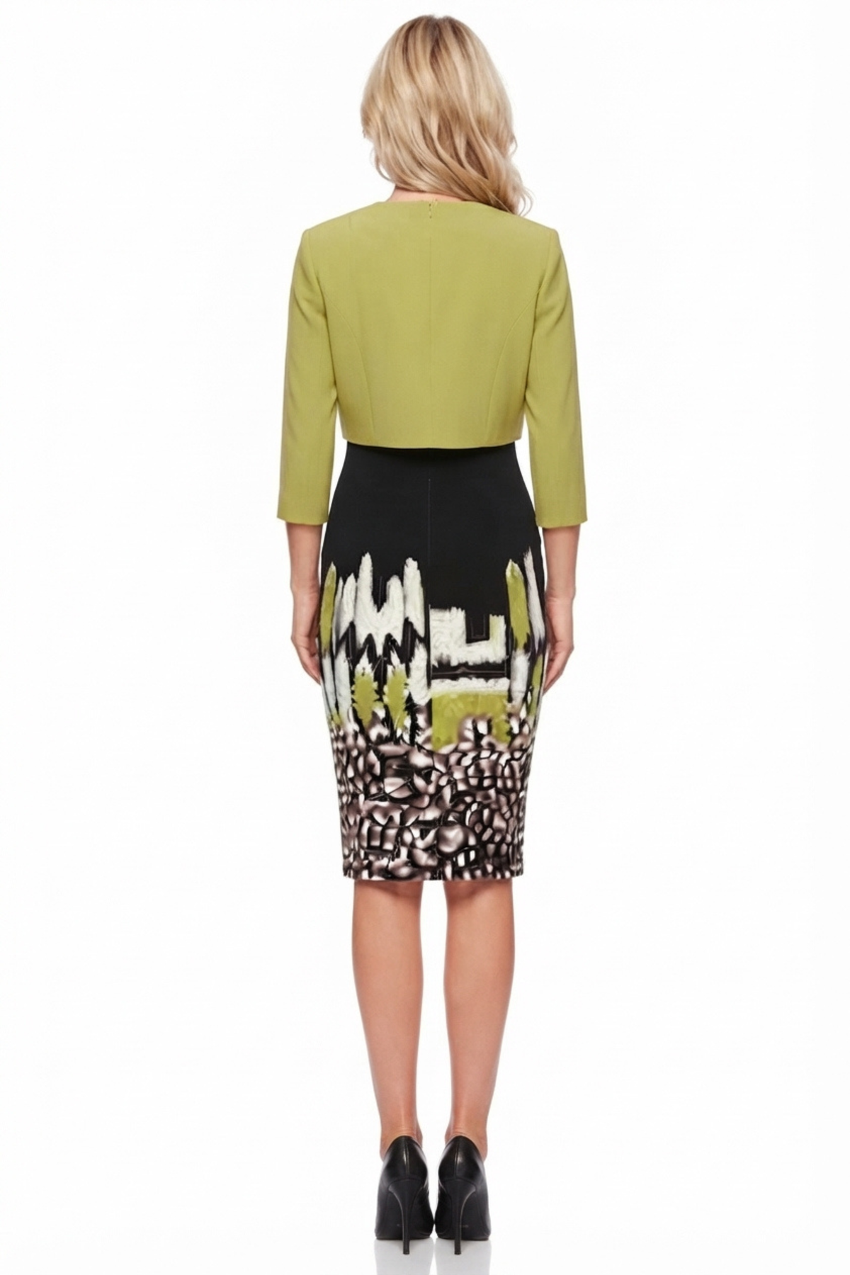 Maya Brooke Abstract Print Cropped Jacket Dress