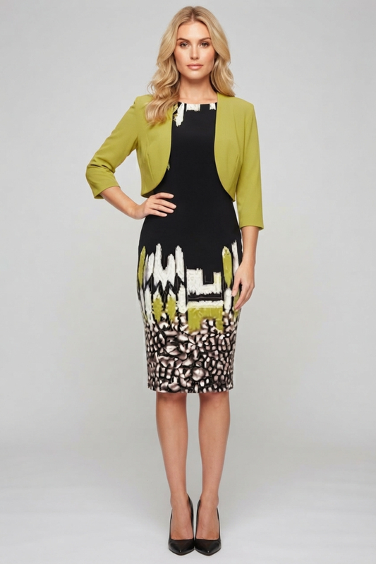 Maya Brooke Abstract Print Cropped Jacket Dress