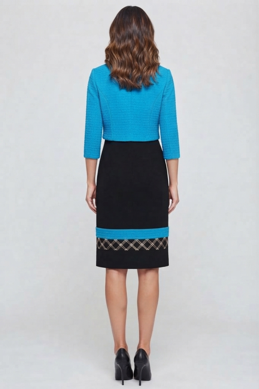 Maya Brooke Contrast Pattern Cropped Jacket Dress