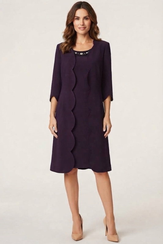 Maya Brooke 3/4 Sleeve 2 Piece Jacket Dress