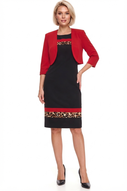 Maya Brooke 2-Pc Animal Print Cropped Jacket Dress