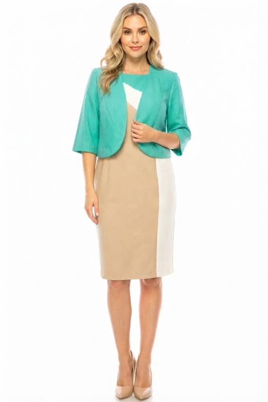 Maya Brooke 3/4 Jacket Dress (PLUS SIZE)